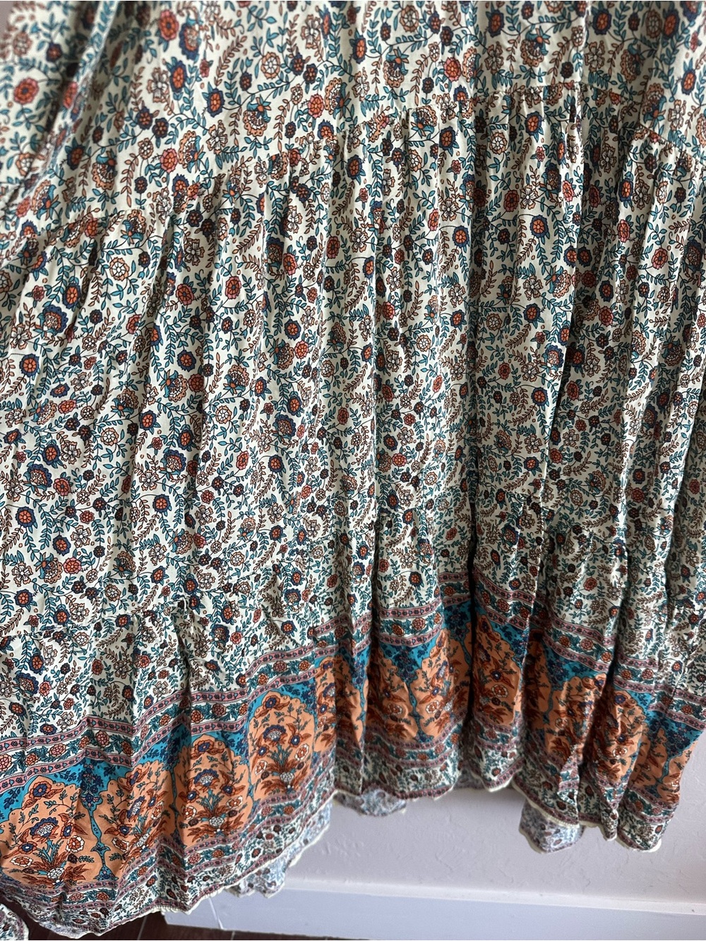 Natural Life Rebecca Midi Dress Cream Orange Border Medium - Picture 8 of 13